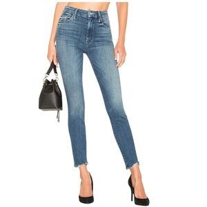 MOTHER High Waisted Looker Ankle Chew Skinny Jeans Medium Wash Size 27